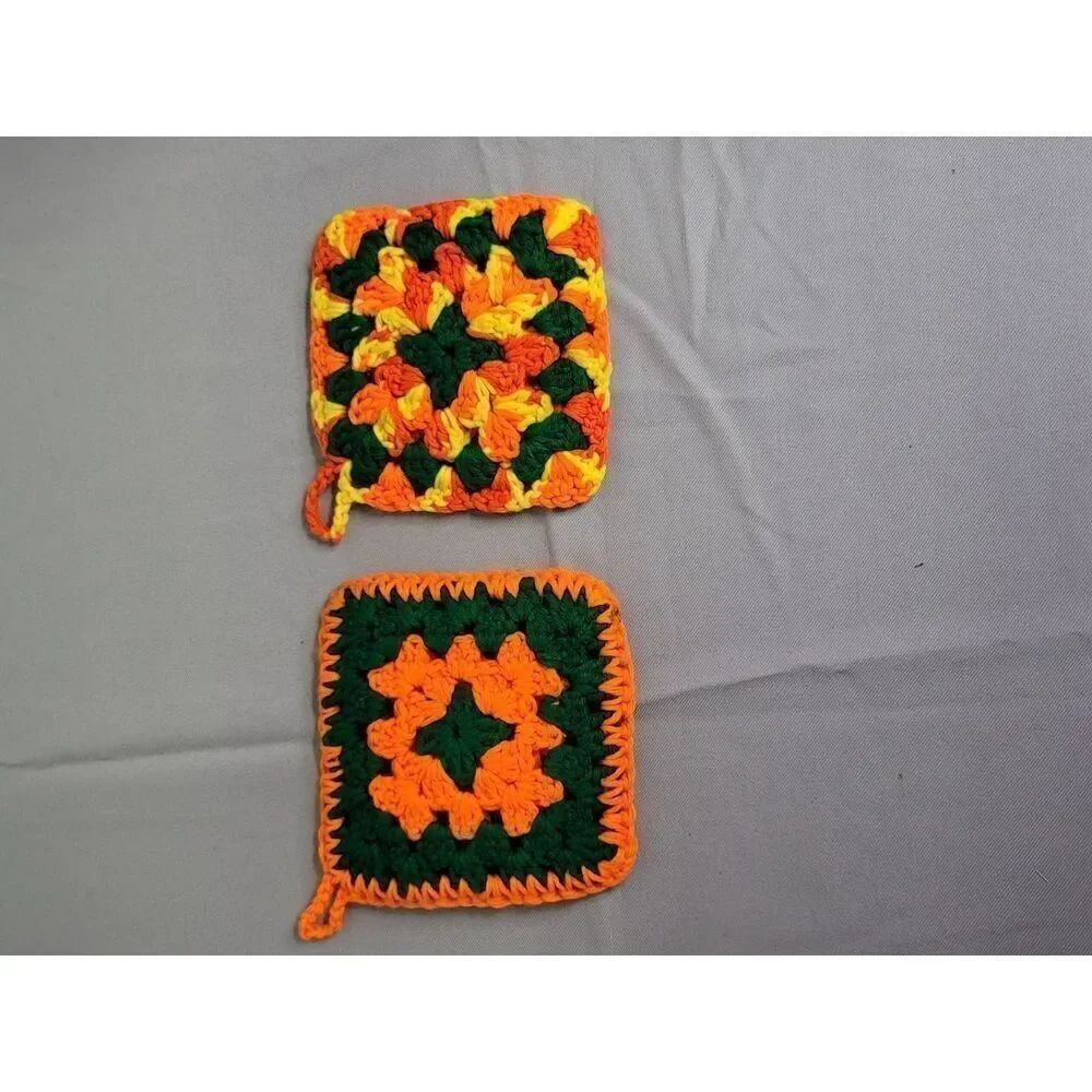 Two Knitted Oven Mits/Hotpad #A7